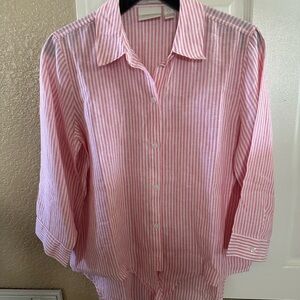 Chico’s Pink Striped Button-Up Shirt